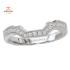14KT WHITE GOLD 1/4 CTW DIAMOND MILGRAIN CURVED NOTCHED BAND