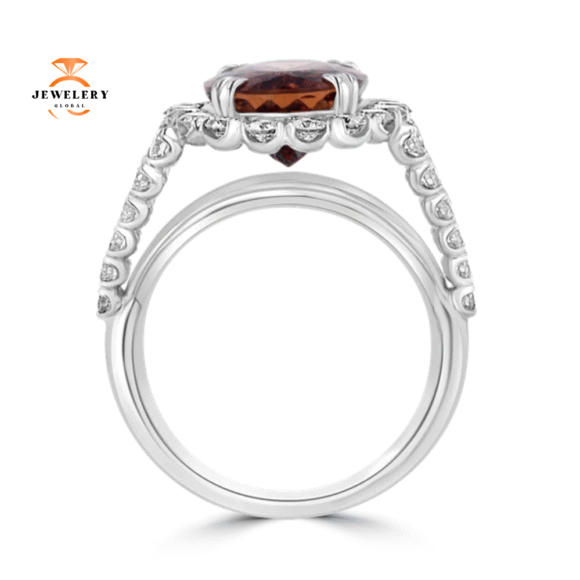 JULEVE 18KT WHITE GOLD 6.27CT IMPERIAL TOPAZ & 1.67CTW DIAMOND HALO RING - Image 3