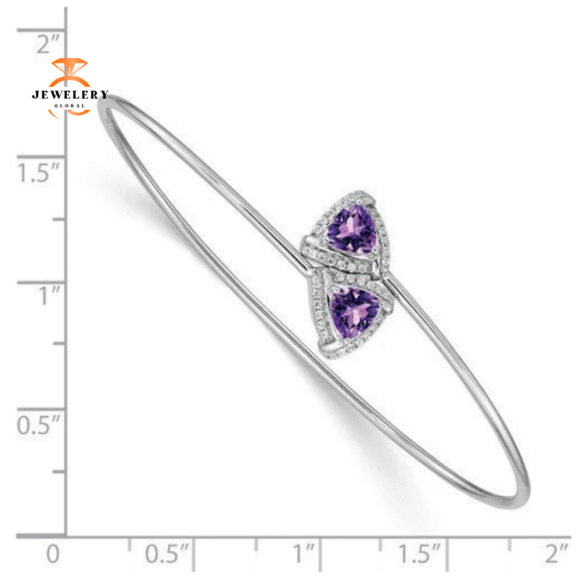 14KT WHITE GOLD 1.10 CTW AMETHYST & .17 CTW DIAMOND FLEX BANGLE - Image 2
