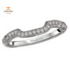 14KT White Gold 1/12 CTW Diamond Vintage Curved Wedding Band