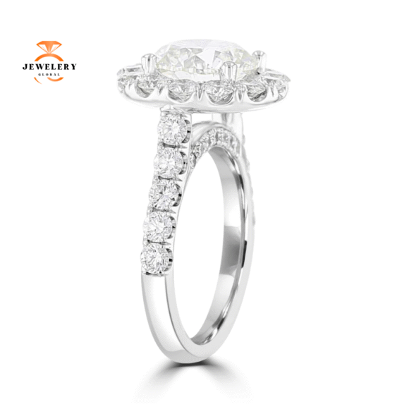 18KT White Gold 6.77 CTW Diamond Accent Round Halo Ring - Image 3