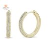 EMILIQUE 14KT GOLD 1/4 CTW DIAMOND 3-ROW HOOP EARRINGS