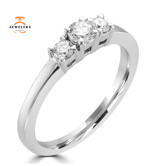14KT White Gold 1/3 CTW Diamond 3 Stone Ring - Image 2