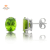 14KT WHITE GOLD 4.00 CTW OVAL PERIDOT EARRINGS