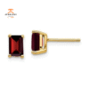 14KT YELLOW GOLD 1.40 CTW EMERALD CUT GARNET EARRINGS