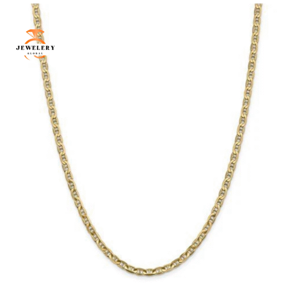 14KT YELLOW GOLD 3.75MM CONCAVE ANCHOR CHAIN NECLACE - 5 LENGTHS
