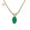 14KT YELLOW GOLD EMERALD & DIAMOND PENDANT NECKLACE