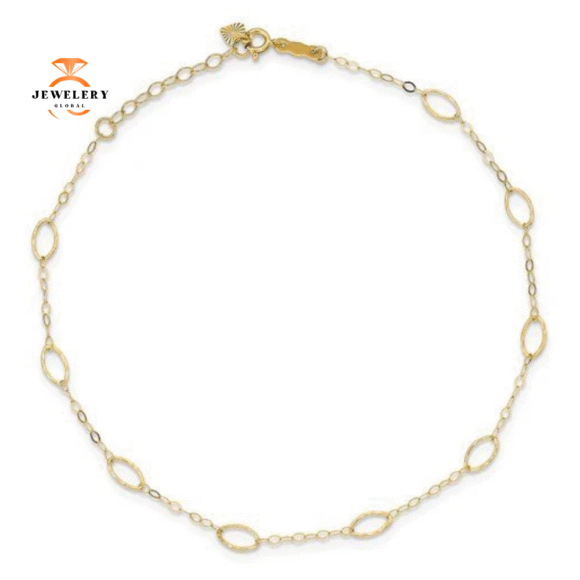 14KT Yellow Gold Oval Shapes Anklet - Image 2