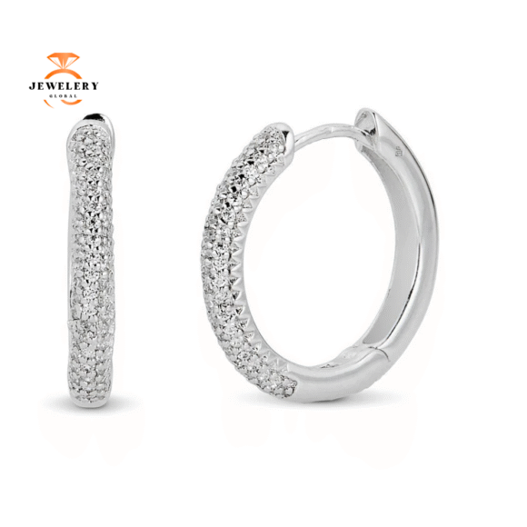 EMILIQUE 14KT GOLD 1/4 CTW DIAMOND 3-ROW HOOP EARRINGS - Image 2
