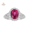JULEVE 2.80 CT SPINEL & .83 CTW DIAMOND OVAL HALO RING