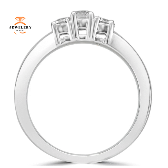14KT White Gold 1/3 CTW Diamond 3 Stone Ring - Image 3