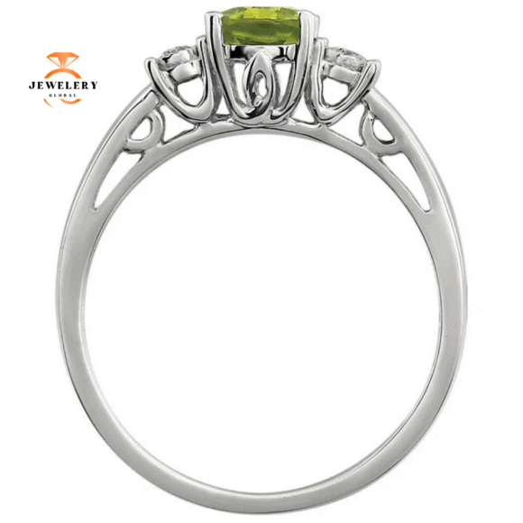 14KT WHITE GOLD PERIDOT & .04 CTW DIAMOND RING - Image 2