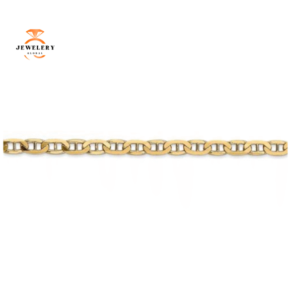 14KT YELLOW GOLD 3.75MM CONCAVE ANCHOR CHAIN NECLACE - 5 LENGTHS - Image 2
