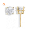 14KT Yellow Gold 6MM Round Cubic Zirconia Earrings