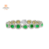 18KT TWO-TONE GOLD 9.73 CTW EMERALD & 2.43 CTW DIAMOND HALO BRACELET
