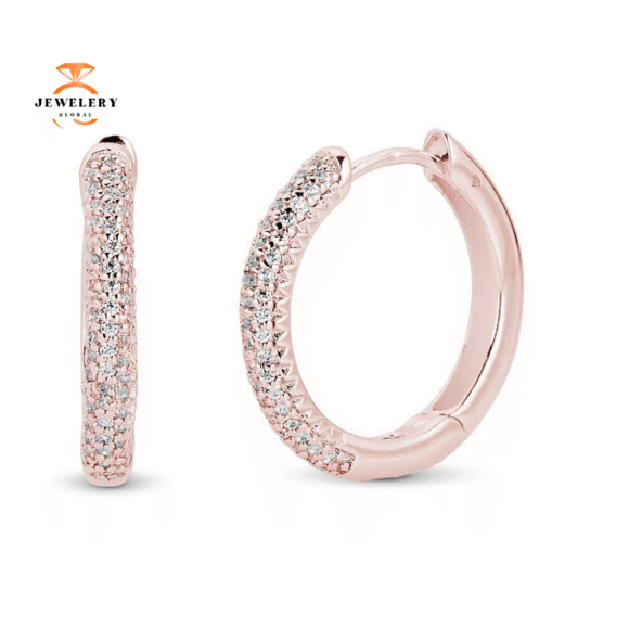 EMILIQUE 14KT GOLD 1/4 CTW DIAMOND 3-ROW HOOP EARRINGS - Image 3