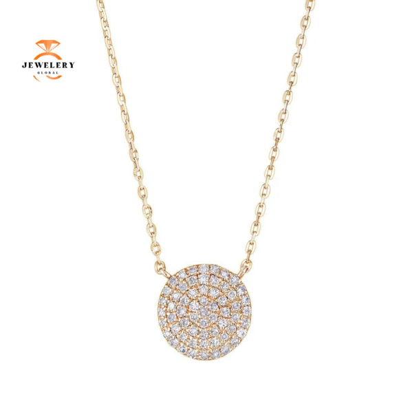 Emilique 14KT Yellow Gold 1/5 CTW Diamond Pave Circle Necklace
