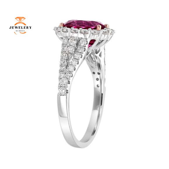 JULEVE 2.80 CT SPINEL & .83 CTW DIAMOND OVAL HALO RING - Image 2