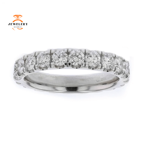 14KT WHITE GOLD 2 CTW DIAMOND PRONG-SET ETERNITY BAND