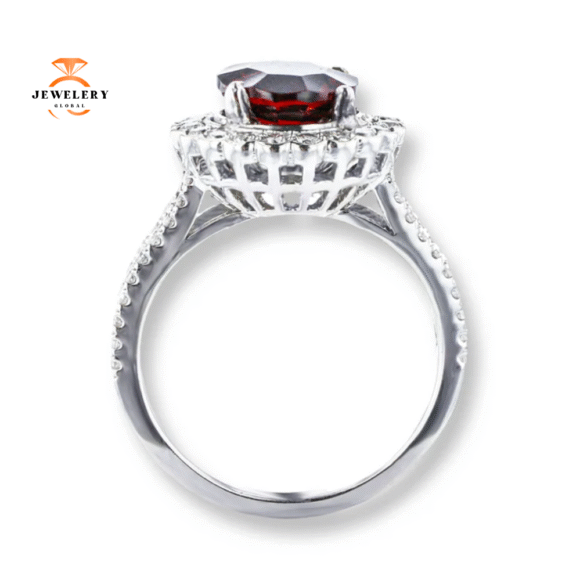 14KT WHITE GOLD 2.32CTW GARNET & 0.71CTW DIAMOND HALO RING - Image 3