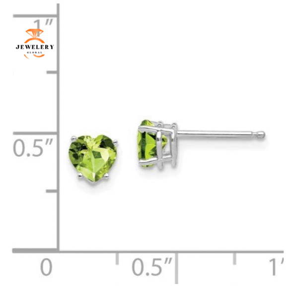 14KT WHITE GOLD 1.10 CTW HEART PERIDOT EARRINGS - Image 2