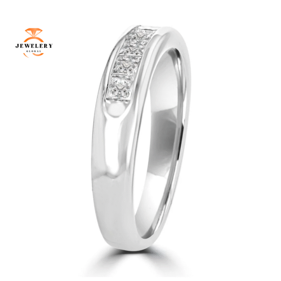 14KT White Gold 3/4 CTW Princess Cut Diamond Channel Set Band - Image 2
