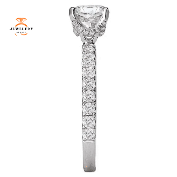 14KT WHITE GOLD 5/8 CTW DIAMOND PEG HEAD SETTING FOR 1 CT ROUND - Image 3