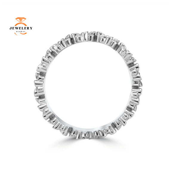 18KT Pave Diamond Multi Flower Band Size 6.25 Only - Image 3