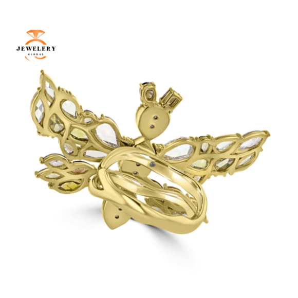18KT YELLOW GOLD 7.02CT DIAMOND BUTTERFLY RING - Image 3