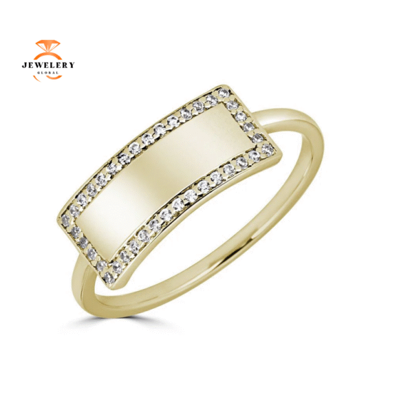 Emilique 14KT Gold 1/10 CTW Diamond Name Tag Ring - Image 3