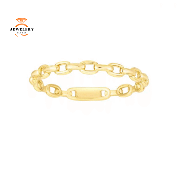 EMILIQUE 14KT YELLOW GOLD OVAL LINKS STACKABLE RING