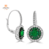 Juleve 1.69 CTW Emerald & 1.01 CTW Diamond Halo Drop Earrings