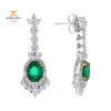 JULEVE 4.99 CTW EMERALD & 3.92 CTW DIAMOND HALO DROP EARRINGS