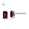 14KT WHITE GOLD 1.40 CTW EMERALD CUT GARNET EARRINGS