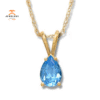 14KT YELLOW GOLD PEAR SHAPE BLUE TOPAZ NECKLACE