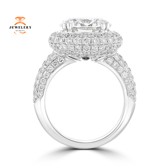 18KT White Gold 7.49 CTW Diamond Pave Round Halo Ring - Image 2