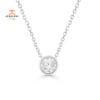 14KT WHITE GOLD 1/3 CTW DIAMOND BEZEL SOLITAIRE NECKLACE