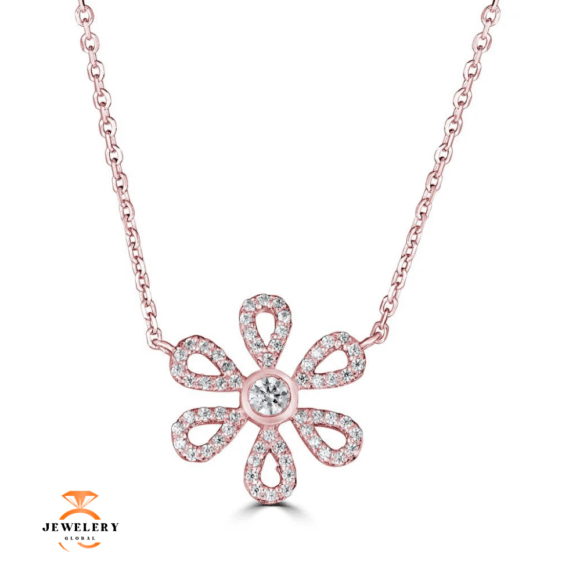 Emilique 14KT Gold 0.19 CTW Diamond Flower Necklace