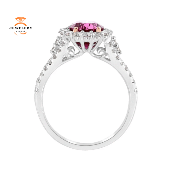 JULEVE 2.80 CT SPINEL & .83 CTW DIAMOND OVAL HALO RING - Image 3