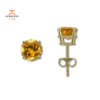 14KT YELLOW GOLD 1.40 CTW ROUND CITRINE EARRINGS