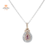 18KT WHITE & ROSE GOLD 0.20CTW PINK & 0.53CTW DIAMOND NECKLACE