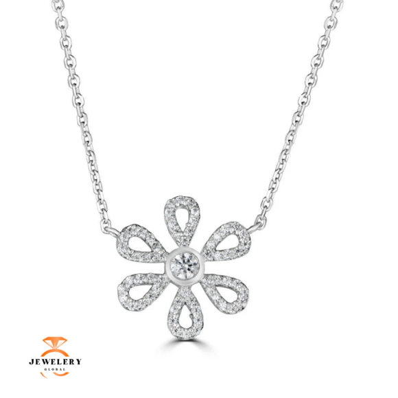 Emilique 14KT Gold 0.19 CTW Diamond Flower Necklace - Image 2