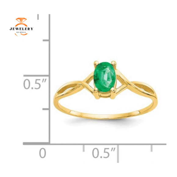 14KT YELLOW GOLD 0.50 CT OVAL EMERALD RING - Image 3