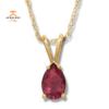 14KT YELLOW GOLD PEAR SHAPE GARNET NECKLACE