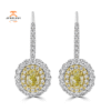 18KT GOLD 1.01 CTW YELLOW & 1.13 CTW WHITE DIAMOND OVAL HALO EARRINGS