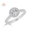 JULEVE 14KT GOLD 1.00 CTW DIAMOND ROUND HALO CATHEDRAL RING