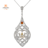 JULEVE 18KT WHITE GOLD 3.93CTW DIAMOND & 0.48CTW SAPPHIRE PENDANT