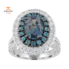 JULEVE 2.95 CTW ALEXANDRITE & 3.07 CTW DIAMOND DOUBLE HALO RING
