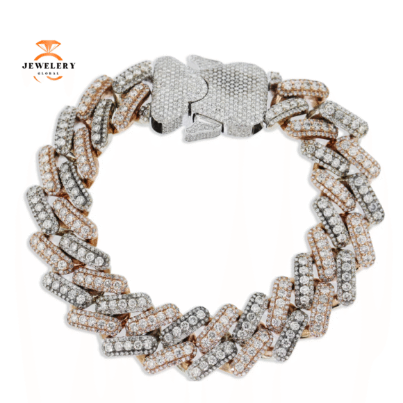 MEN'S 10KT WHITE AND ROSE GOLD 12.00CTW DIAMOND BRACELET