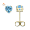 14KT YELLOW GOLD 1.10 CTW HEART SWISS BLUE TOPAZ EARRINGS